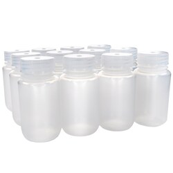 Eisco Labs&nbsp;Pack of 12 Wide Mouth Polypropylene Translucent Reagent Bottles with Polypropylene Caps