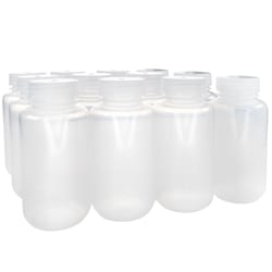 Eisco Labs&nbsp;Pack of 12 Wide Mouth Polypropylene Translucent Reagent Bottles with Polypropylene Caps