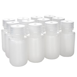 Eisco Labs Pack of 12 Wide Mouth HDPE Reagent Bottles with Polypropylene Caps