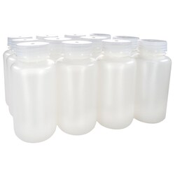 Eisco Labs Pack of 12 Wide Mouth HDPE Reagent Bottles with Polypropylene