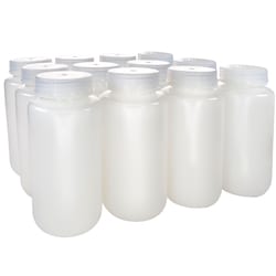 Eisco Labs Pack of 12 Wide Mouth HDPE Reagent Bottles with Polypropylene