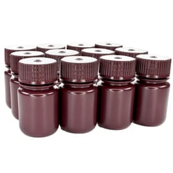 Eisco Labs Pack of 12 Sterile Wide Mouth Amber HDPE Reagent Bottles with Polypropylene Caps