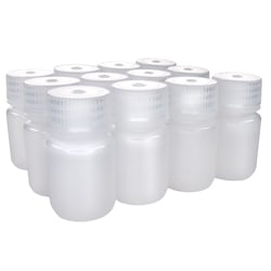 Eisco Labs Pack of 12 Wide Mouth LDPE Reagent Bottles with Polypropylene Caps