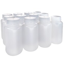 Eisco Labs Pack of 12 Wide Mouth LDPE Reagent Bottles with Polypropylene