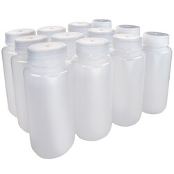 Eisco Labs Pack of 12 Wide Mouth LDPE Reagent Bottles with Polypropylene