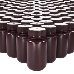 Eisco Labs Bulk Pack of Wide Mouth Amber HDPE Reagent Bottles with Polypropylene Caps