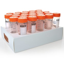 Eisco Labs 50 mL Polypropylene Centrifuge Tubes with Flat Cap, Racked, Non-Self Standing