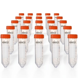 Eisco Labs 50 mL Polypropylene Centrifuge Tubes with Flat Cap, Racked, Self Standing