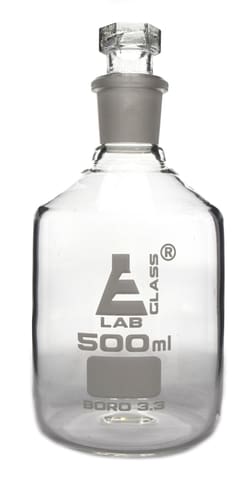 Eisco&trade;&nbsp;Glass Reagent Bottles with Hollow Interchangeable Hexagonal Glass Stoppers
