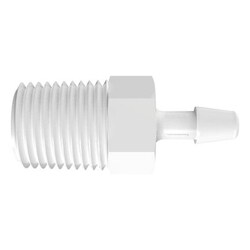 Fisherbrand Adapter with 1/4 in. NPT Thread x 3/16 in. Barb - Natural Kynar:Tubing,