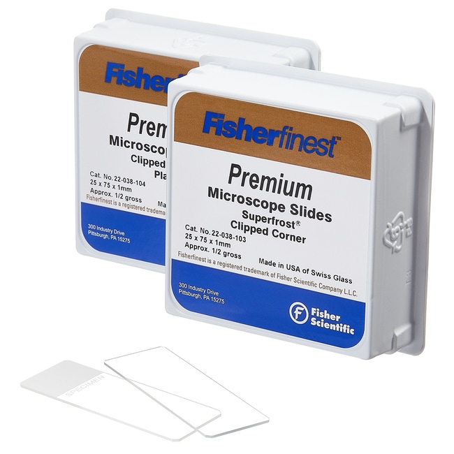 Fisherbrand Premium ClippedCorner Microscope Slides Plain (No Tab) No