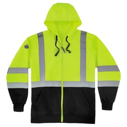 Ergodyne&trade;&nbsp;GloWear&trade; Class 3 Zip-Up Hi-Vis Hooded Sweatshirt with Black Front