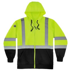 Ergodyne GloWear Class 3 Zip-Up Hi-Vis Hooded Sweatshirt with Black Front 5X-Large | Buy Online | Ergodyne&trade; | Fisher Scientific
