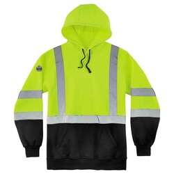 Ergodyne&trade;&nbsp;GloWear&trade; Class 3 Pullover Hi-Vis Hooded Sweatshirt with Black Front