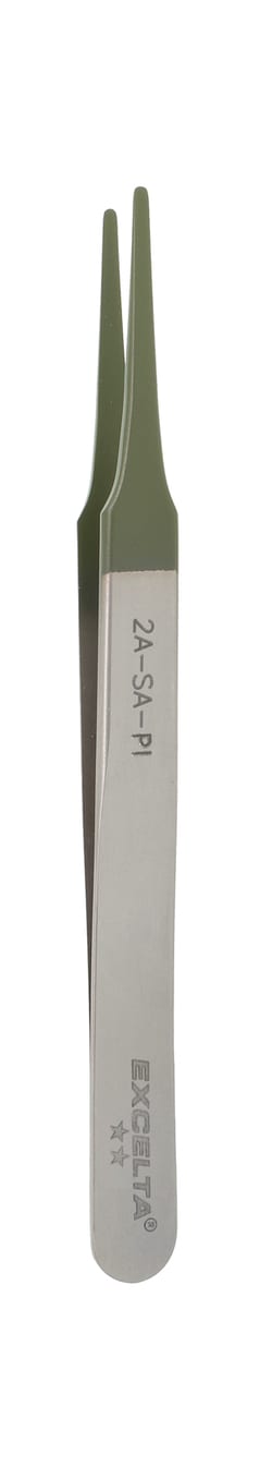 Excelta™ High Precision Neverust™ StainlessSteel Straight Tapered Flat Pointed Tweezers w/PTFE Tips