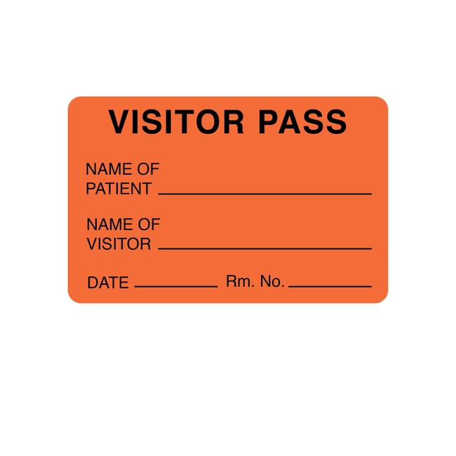 Fisherbrand Visitor Pass Label OrangeFacility Safety and Maintenance