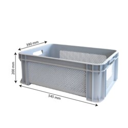 Gilac Finely Perforated Stackable Crate with Handles Gray | Buy Online | Gilac&trade; | Fisher Scientific