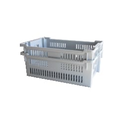 Gilac Perforated Stackable and Nestable Crate Gray | Buy Online | Gilac&trade; | Fisher Scientific