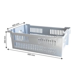 Gilac Perforated Stackable and Nestable Crate Gray | Buy Online | Gilac&trade; | Fisher Scientific