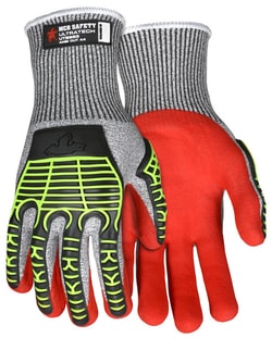 MCR Safety&nbsp;UltraTech&trade; CutPro&trade; Hi-Vis Nitrile Foam Coated Mechanics Gloves with TPR Padding