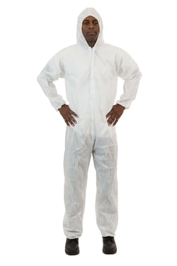 International Enviroguard™ White SMS Coveralls with Attached Hood, Elastic Wrists and Ankles