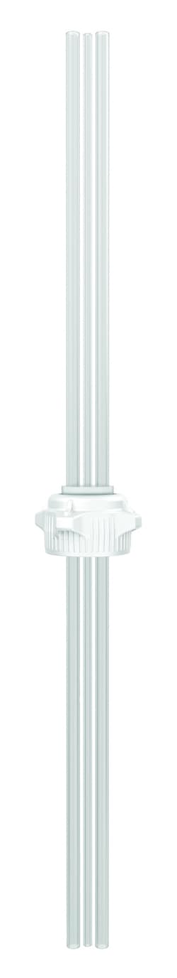 Justrite™ Polypropylene, Platinum-cured Silicone, Open Top Cap with Two 1/4 in. and One 1/8 in. OD Tubes (12 in. Length), 53 mm