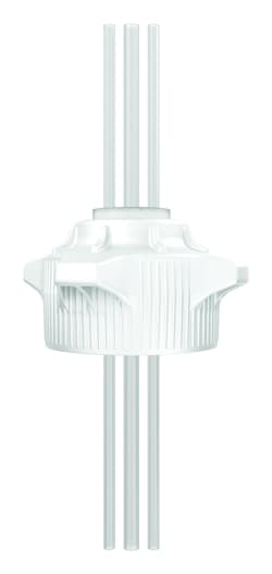 Justrite™ Polypropylene, Platinum-cured Silicone, Open Top Cap with Two 1/4 in. and One 3/8 in. OD Tubes (37 in. Length), 120 mm