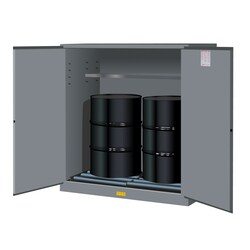 JUSTRITE Drum Storage Cabinets, 100 gal., Manual Close, with Drum Rollers Gray | Buy Online | JUSTRITE | Fisher Scientific