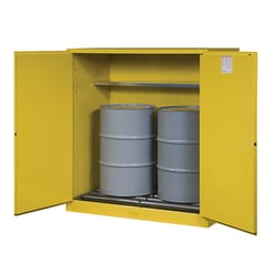 JUSTRITE Drum Storage Cabinets, 100 gal., Self-Close, with Drum Rollers Yellow | Buy Online | JUSTRITE | Fisher Scientific
