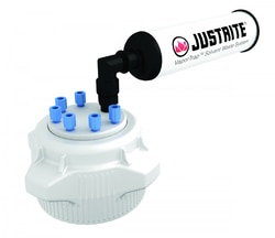 Justrite™ VaporTrap™ Polypropylene, 83mm Carboy Caps with Filter Kit, Six Ports 1/8 in. OD Tubing