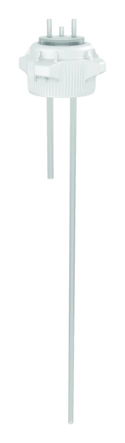 Justrite™ Polypropylene, Platinum-cured Silicone, Open Top Carboy Cap with Two 1/4 in. Molded-In Hose Barbs and Tubing for Aspetic Fluid Handling, 83 mm