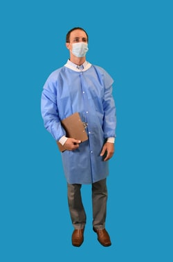 Keystone Safety&nbsp;Blue SMS Lab Coats, Snap Front
