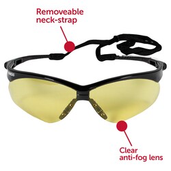 KleenGuard Nemesis Safety Glasses Frame Color: Black, Lens Tint: Amber,