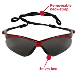KleenGuard Nemesis Safety Glasses Frame Color: Red, Lens Tint: Smoke, Lens