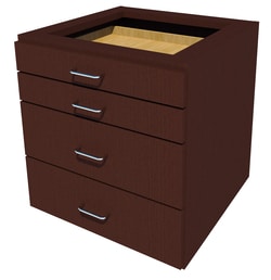 Fisherbrand Suspended Wood Cabinet, 24 in. Wide 4 Drawer, 24 in. Wide,