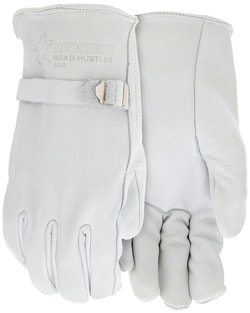 MCR Safety Road Hustler Premium Grain Cowhide Leather Drivers Gloves with Pull Strap