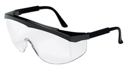 MCR Safety™ SS1 Black Frame Safety Glasses, Clear UV-AF Lens