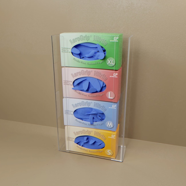 Mitchell Plastics Top Loading Acrylic Glove Box Holder Triple, Clear