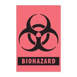 PDC&nbsp;Biohazard Hazard Label, Fluorescent Red, 500 Labels/Roll