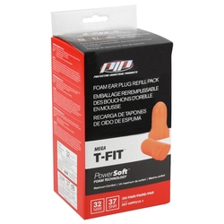 PIP™ Mega T-Fit™ T-Shape Disposable Soft Polyurethane Foam Ear Plugs - Dispenser Refill Pack