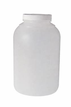 Qorpak&trade;&nbsp;Natural HDPE Wide Mouth Round Bottles with White PP SturdeeSeal&trade; PE Foam Lined Caps