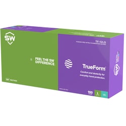 SW Sustainability Solutions&nbsp;TrueForm TF-12LG Extended-Cuff Light Green 5.9 mil Nitrile Exam Gloves