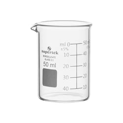 Supertek Low Form Glass Beakers with Double Capacity Scale and Spout 50 mL | Buy Online | Supertek&trade; | Fisher Scientific
