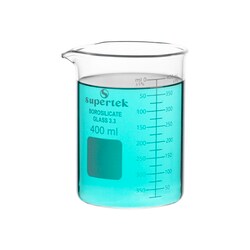 Supertek Low Form Glass Beakers with Double Capacity Scale and Spout 400 mL | Buy Online | Supertek&trade; | Fisher Scientific