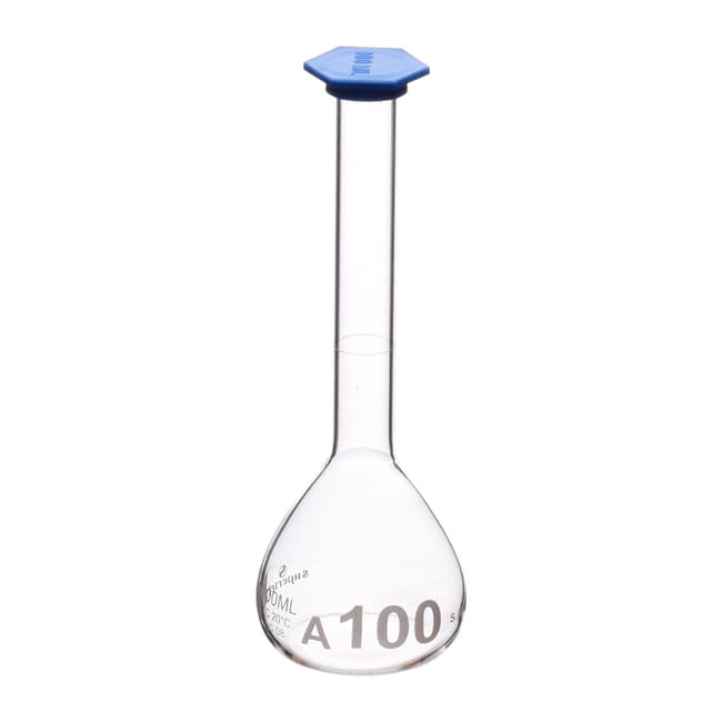 Supertek Class A, Reusable Clear Glass Volumetric Flasks with Snap