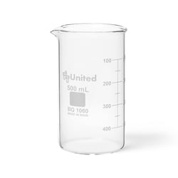 United Scientific Borosilicate Glass Tall Form Berzelius Beaker with Spout 500 mL | Buy Online | United Scientific&trade; | Fisher Scientific