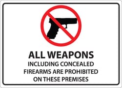 ZING Enterprises Concealed Carry Sign, All Weapons Prohibited Material: