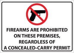 ZING Enterprises Concealed Carry Sign, Firearms Prohibited Material: Self-Adhesive;