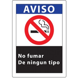 ZING Enterprises No Smoking Sign, Aviso No Fumar Material: Window Decal;