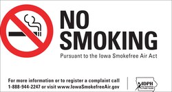 ZING Enterprises No Smoking Sign, Iowa Material: Aluminum; Size: 14 in.
